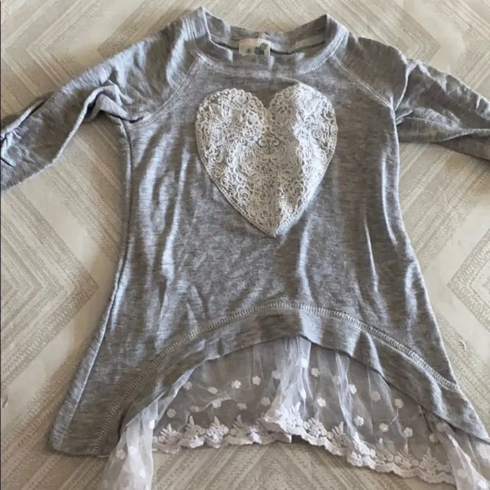 Lily Bleu Grey Lace Heart & Bottom Long Sleeve Top